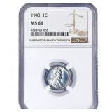 1943 Wheat Cent NGC MS66