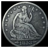 1853 Arrows Seated Liberty Half Dollar LIGHTLY CIR