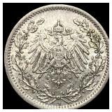 1912A Germany  Silver 1/2 Mark KM 17