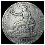 1876 Silver Trade Dollar NEARLY UNCIRCULATED