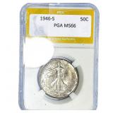 1946-S Walking Liberty Half Dollar PGA MS66