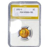 1952-S Wheat Cent PGA MS66+ RD