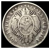 1881 FE Bolivia Silver 5 Cents