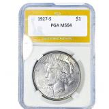 1927-S Silver Peace Dollar PGA MS64