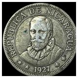 1927 Nicaragua Silver 10 Centavos KM 13