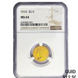 1914 $2.50 Gold Quarter Eagle NGC MS64