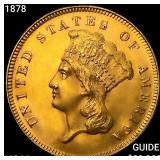 1878 $3 Gold Piece CHOICE BU