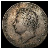 1826 Great Britain Copper 1/2 Penny