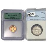 [2 Coins] 1936-1964 Lincoln 1C & Commem. 50C PR/MS