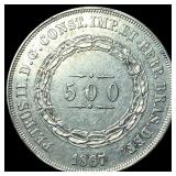 1867 Brazil Silver 500 Reis
