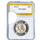 1952-S Washington Silver Quarter PGA MS67