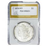 1878 8TF Morgan Silver Dollar PGA MS63+