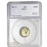 1941-D Mercury Silver Dime SEGS MS67 FSB