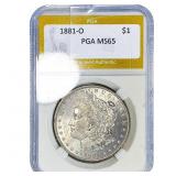1881-O Morgan Silver Dollar PGA MS65