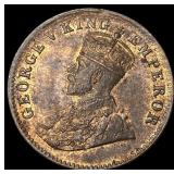 1917 British-Inda Bronze 1/4 Anna