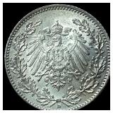 1915D Germany Silver 1/2 Mark
