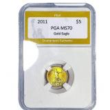2011 1/10oz $5 Gold Eagle PGA MS70