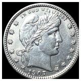 1907 Silver Barber Quarter CHOICE BU