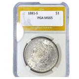 1881-S Morgan Silver Dollar PGA MS65