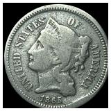 1865 Nickel Three-Cent Piece LIGHTLY CIRCULATED