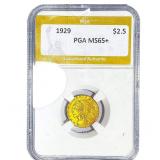 1929 $2.50 Gold Quarter Eagle PGA MS65+