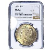1891-S Morgan Silver Dollar NGC MS62