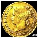 1868 Philippines Gold 1 Peso .0476 AGW