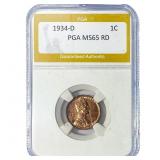 1934-D Wheat Cent PGA MS65 RD