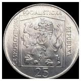 1970 Czechoslovakia Silver 25 Korun