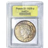 1928 Silver Peace Dollar USCG MS63+