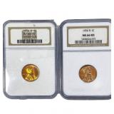 [2 Coins] 1956-D Wheat Cent NGC MS66 RD