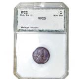 1922 Wheat Cent PCI VF25