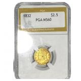 1832 $2.50 Gold Quarter Eagle PGA MS60