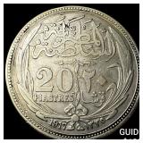 1917 Egypt Silver 20 Piastres