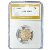 1867 Shield Nickel PGA MS63