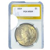 1924 Silver Peace Dollar PGA MS64