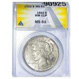 1922 Silver Peace Dollar ANACS MS61