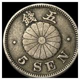 1899 Japan Copper Nickel 5 Sen [Year 30]