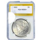 1922 Silver Peace Dollar PGA MS65+