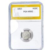 1853 Seated Liberty Half Dime PGA MS62