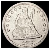 1877 Silver Seated Liberty Quarter ABOUT  UNCIRCU