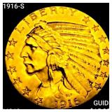 1916-S $5 Gold Half Eagle UNCIRCULATED