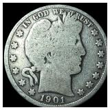 1901 Silver Barber Half Dollar NICELY CIRCULATED