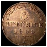 1858A Germany Copper 3 Pfenning