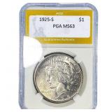 1925-S Silver Peace Dollar PGA MS63