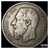 1868 Belgium Silver 5 Francs