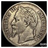 1867BB France Silver 5 Francs