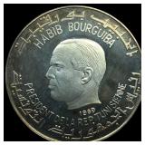 1969 Tunisia Silver Dinar Toned Proof