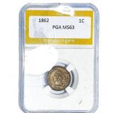 1862 Indian Head Cent PGA MS63