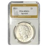 1921 Silver Peace Dollar PGA MS63+